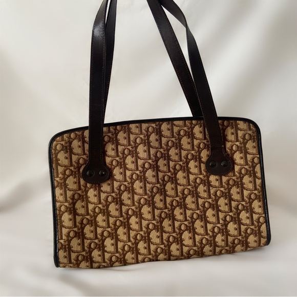 Vintage Christian Dior handbag purse designer brown tan trotter shoulder - Picture 8 of 8